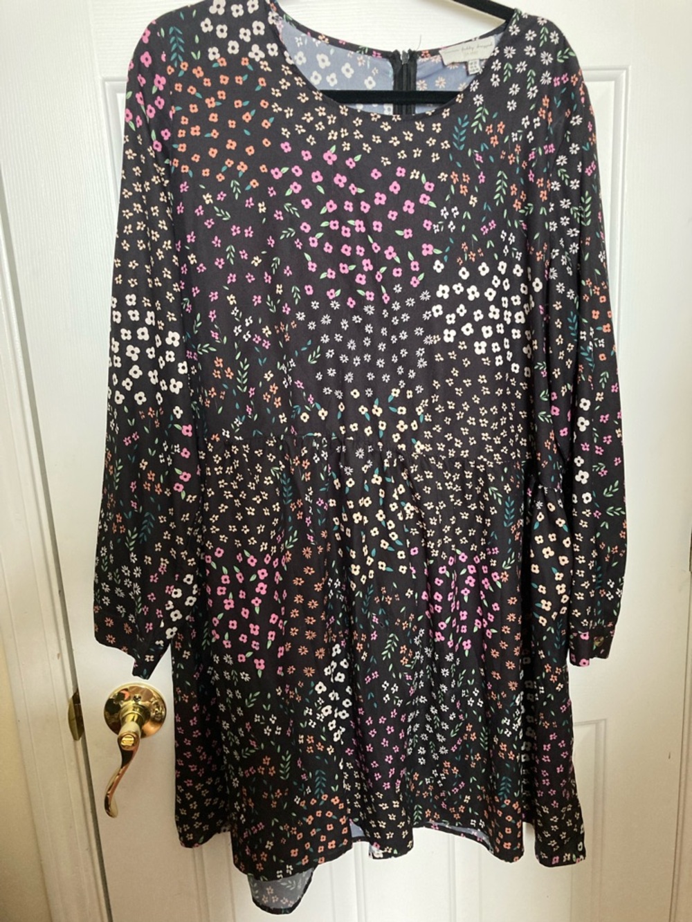 Never Fully Dressed Black Floral Mini Dress with Pink, White and Orange Accents
